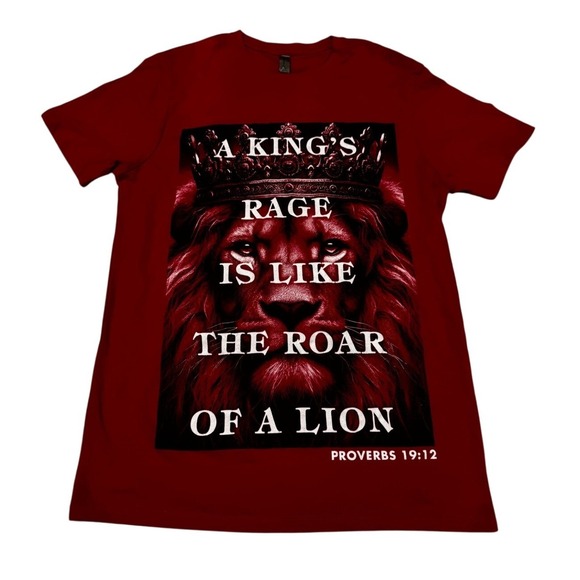 Delta Apparel Platinum Lion King Graphic T Shirt Men's Medium Red Proverbs 1912